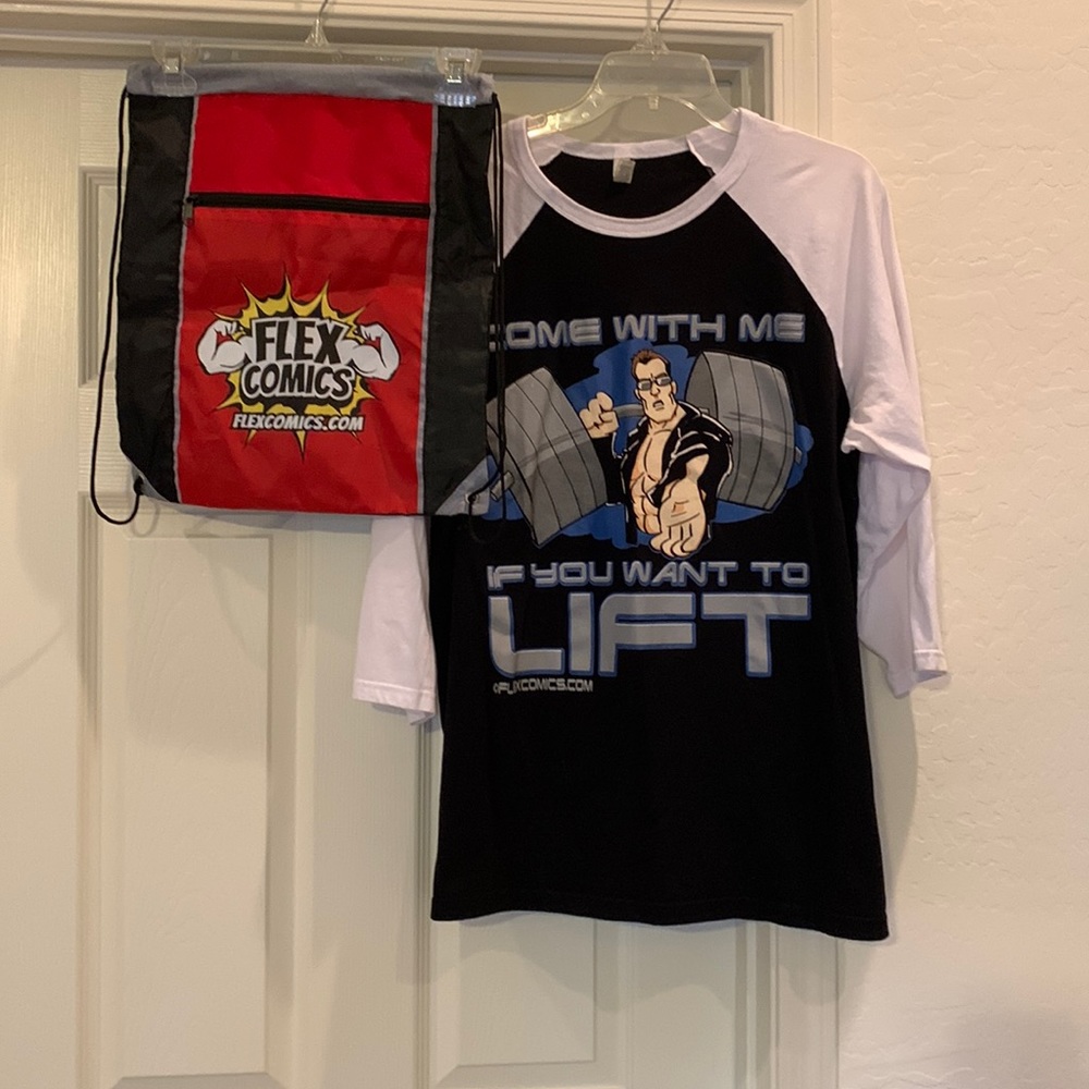 Flex comics 3/4 sleeve shirt and bag